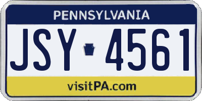 PA license plate JSY4561