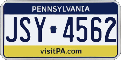 PA license plate JSY4562