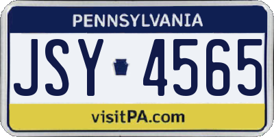PA license plate JSY4565