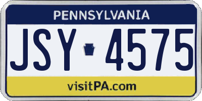PA license plate JSY4575