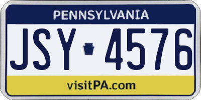 PA license plate JSY4576