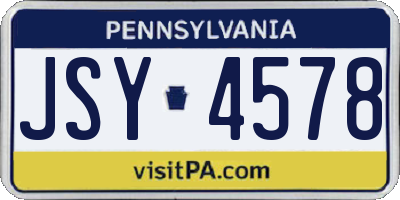 PA license plate JSY4578