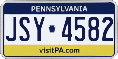 PA license plate JSY4582