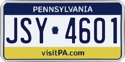 PA license plate JSY4601