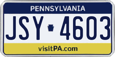 PA license plate JSY4603