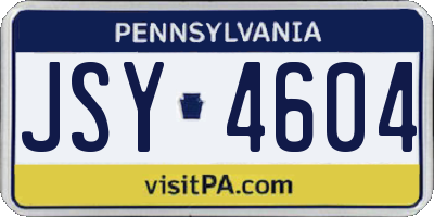 PA license plate JSY4604
