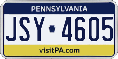 PA license plate JSY4605