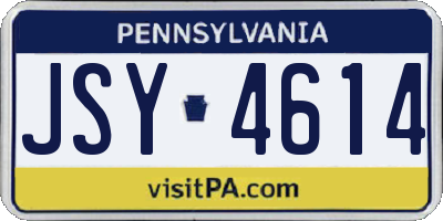 PA license plate JSY4614