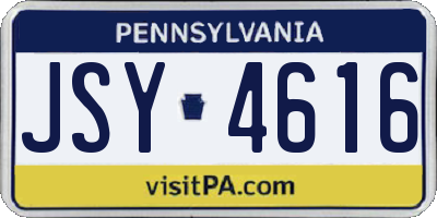 PA license plate JSY4616