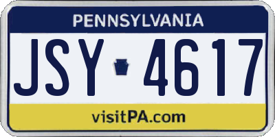 PA license plate JSY4617