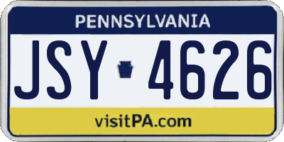 PA license plate JSY4626
