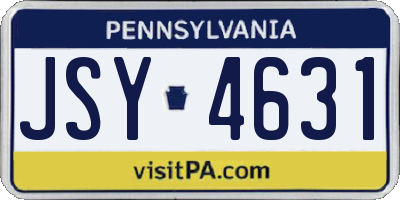 PA license plate JSY4631