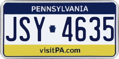PA license plate JSY4635