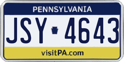 PA license plate JSY4643