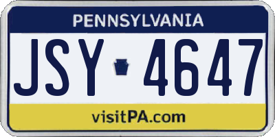 PA license plate JSY4647