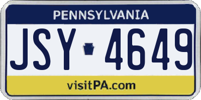 PA license plate JSY4649