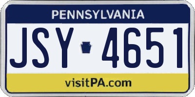 PA license plate JSY4651