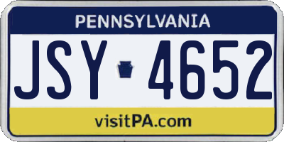 PA license plate JSY4652
