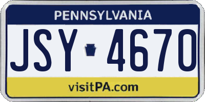 PA license plate JSY4670