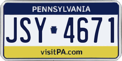 PA license plate JSY4671