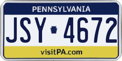 PA license plate JSY4672