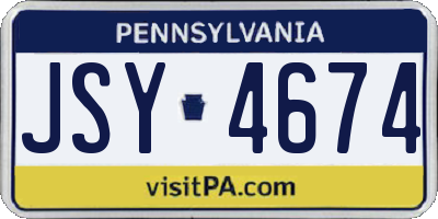 PA license plate JSY4674