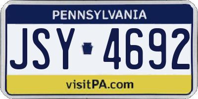 PA license plate JSY4692