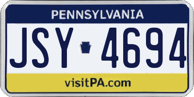 PA license plate JSY4694