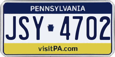 PA license plate JSY4702