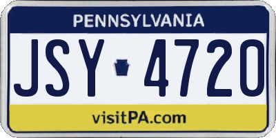 PA license plate JSY4720