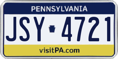PA license plate JSY4721