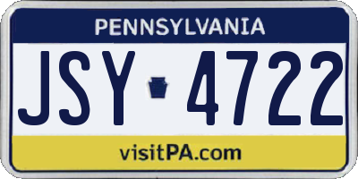 PA license plate JSY4722