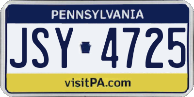 PA license plate JSY4725