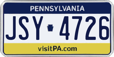PA license plate JSY4726