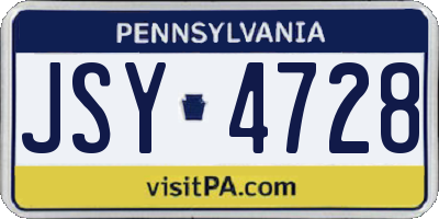 PA license plate JSY4728