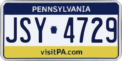 PA license plate JSY4729