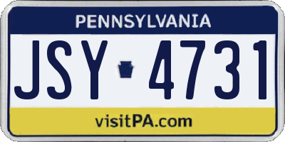 PA license plate JSY4731