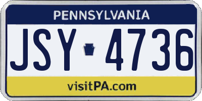 PA license plate JSY4736