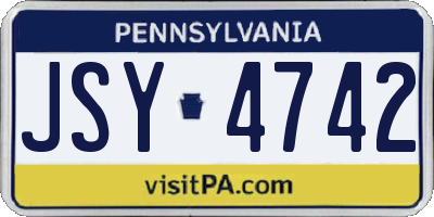 PA license plate JSY4742