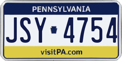 PA license plate JSY4754