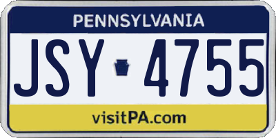 PA license plate JSY4755