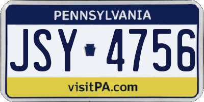 PA license plate JSY4756