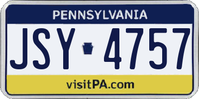 PA license plate JSY4757