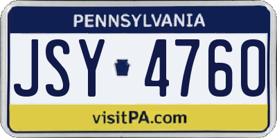 PA license plate JSY4760