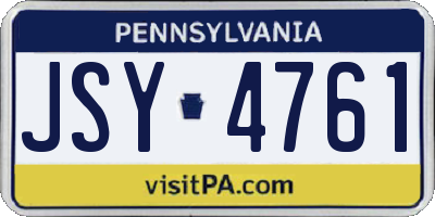 PA license plate JSY4761
