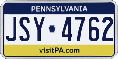 PA license plate JSY4762