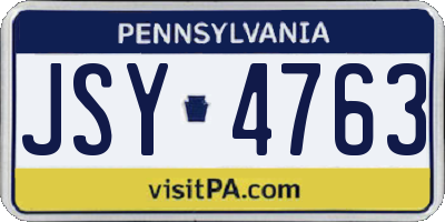 PA license plate JSY4763