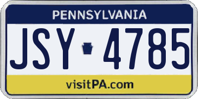 PA license plate JSY4785