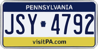 PA license plate JSY4792