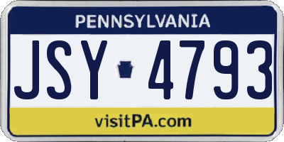 PA license plate JSY4793